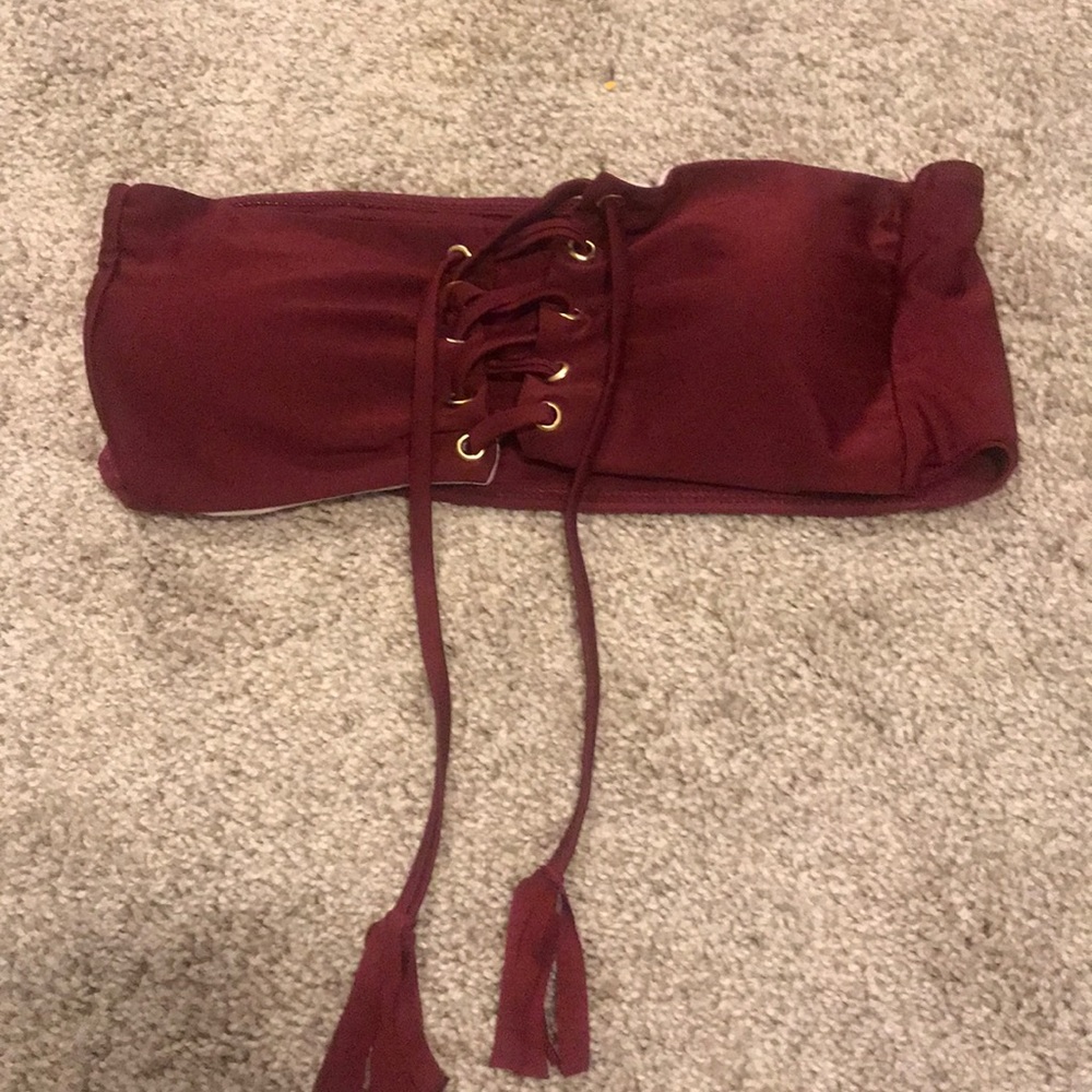 red bathing suit top